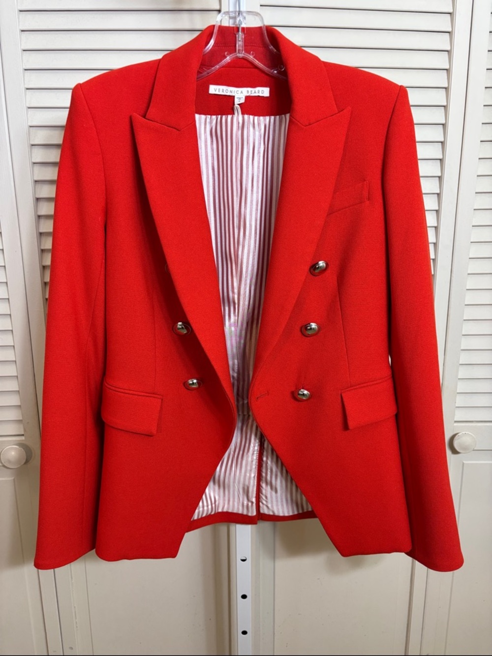 VERONICA BEARD Miller Red Double-Breasted Jacket Size 6 - Picture 4 of 16